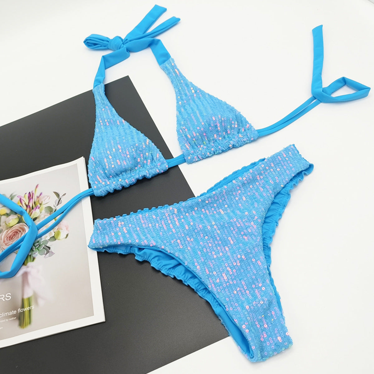 Maillot de bain bikini à sequins tendance pour la plage