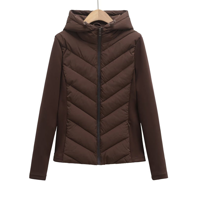 Manteau en coton à capuche ajusté et amincissant pour l'automne et l'hiver Hover Image