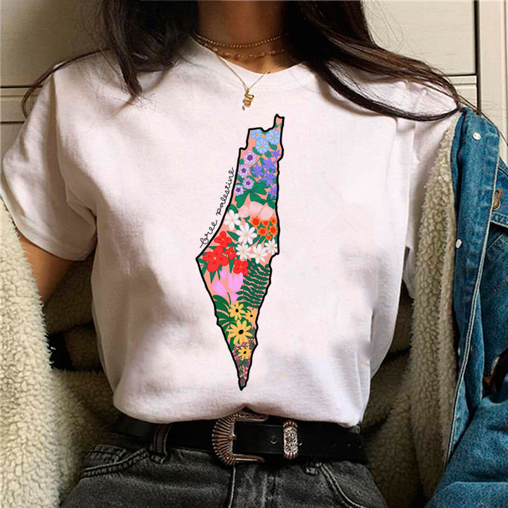 Palestine T-shirts Femme Bande dessinée Japonaise T-shirt Femme Drôle