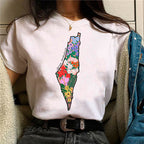 Palestine T-shirts Femme Bande dessinée Japonaise T-shirt Femme Drôle