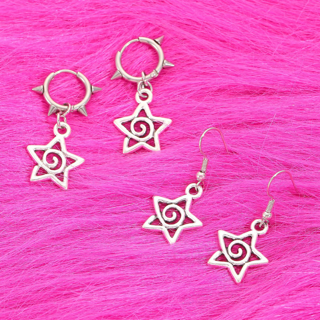 Boucles d'oreilles pendantes vintage gothiques avec nœud papillon et rivet, style punk, pour femmes