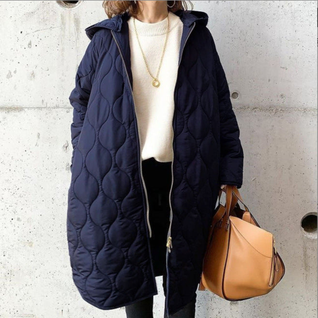 Manteau à capuche en coton à losanges, nouveau, pour femme, collection automne et hiver