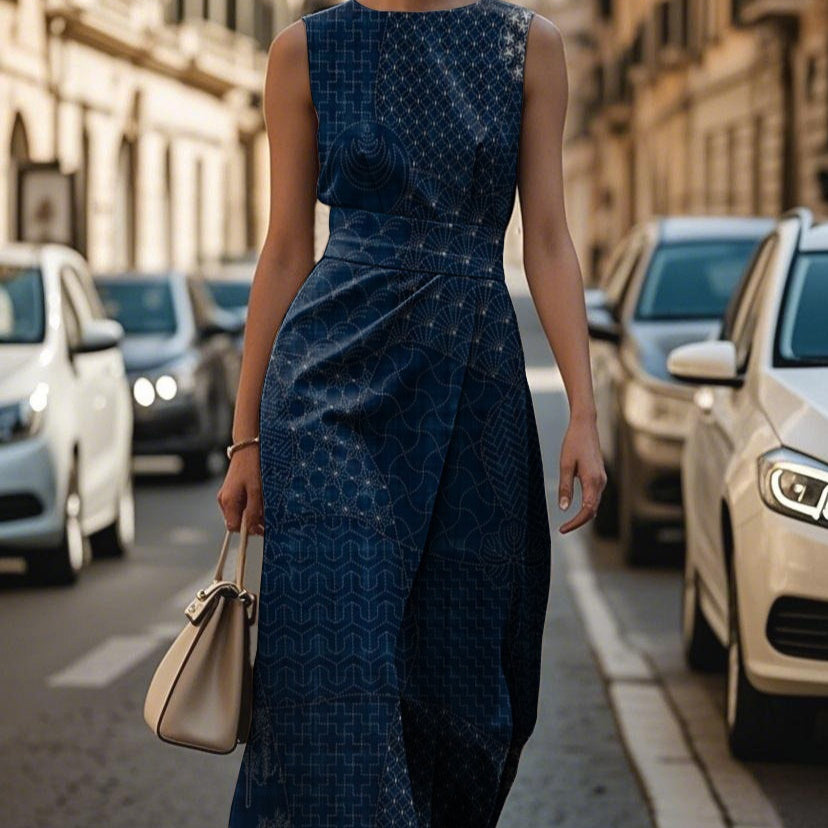 Élégante robe florale sans manches pour femme
