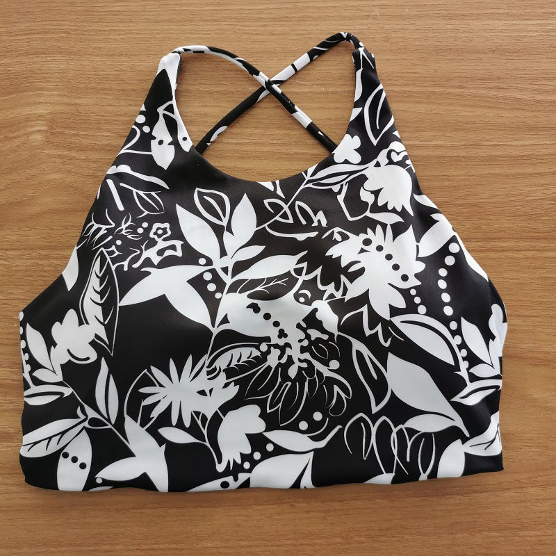 Ensemble de yoga imprimé coloré pour femme avec débardeur et coussinet de poitrine