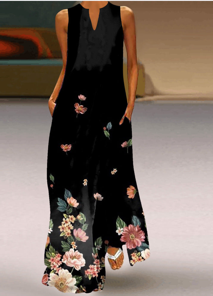 Robe longue femme imprimé peint mode