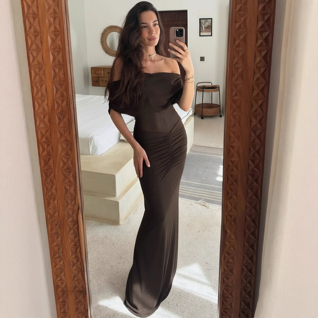 Robe de soirée plissée sans manches pour femme Main Image