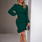 Robe fourreau unie à manches bouffantes pour femme