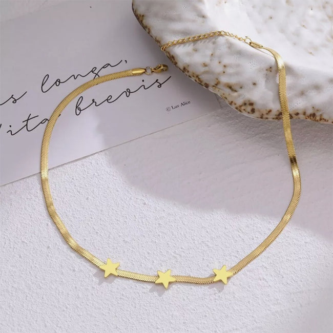 Colliers en Acier Inoxydable Gothique Lame Serpent Chaînes Étoiles Ras-de-cou Collier Tendance Luxe Léger Pour Femmes Bijoux Main Image