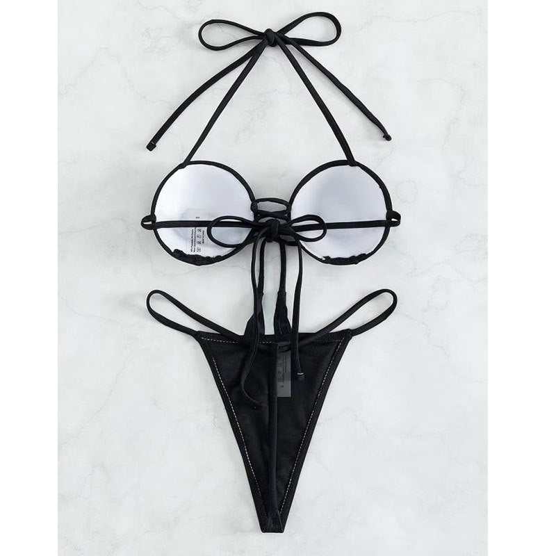 Maillot de bain bikini sans dos avec perceuse à chaud, bandeau de personnalité