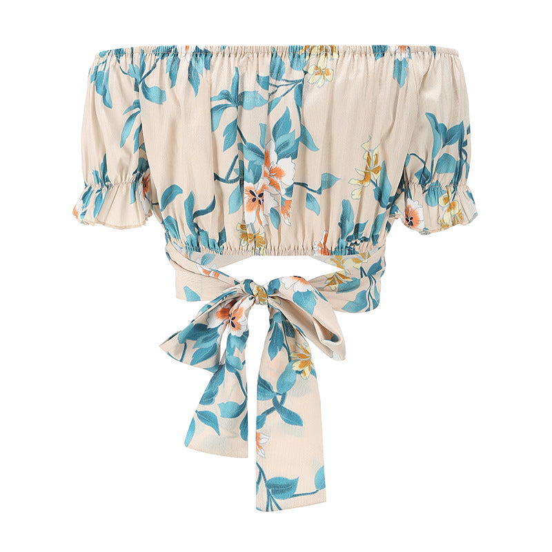 Chemisier à manches courtes avec imprimé col mode, coupe ajustée, haut bustier sexy pour femme