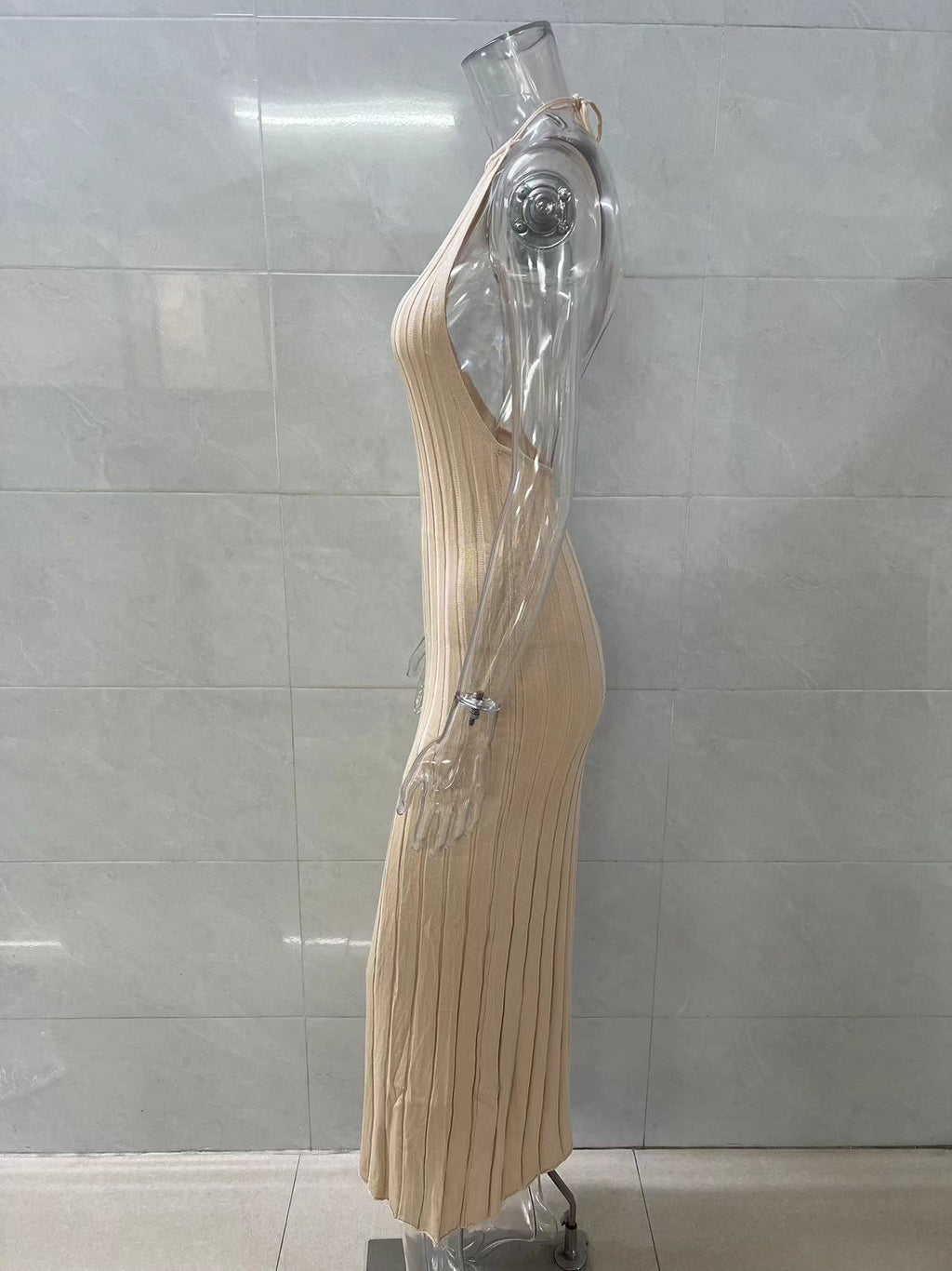 Robe plissée en tricot américain d'été pour femme