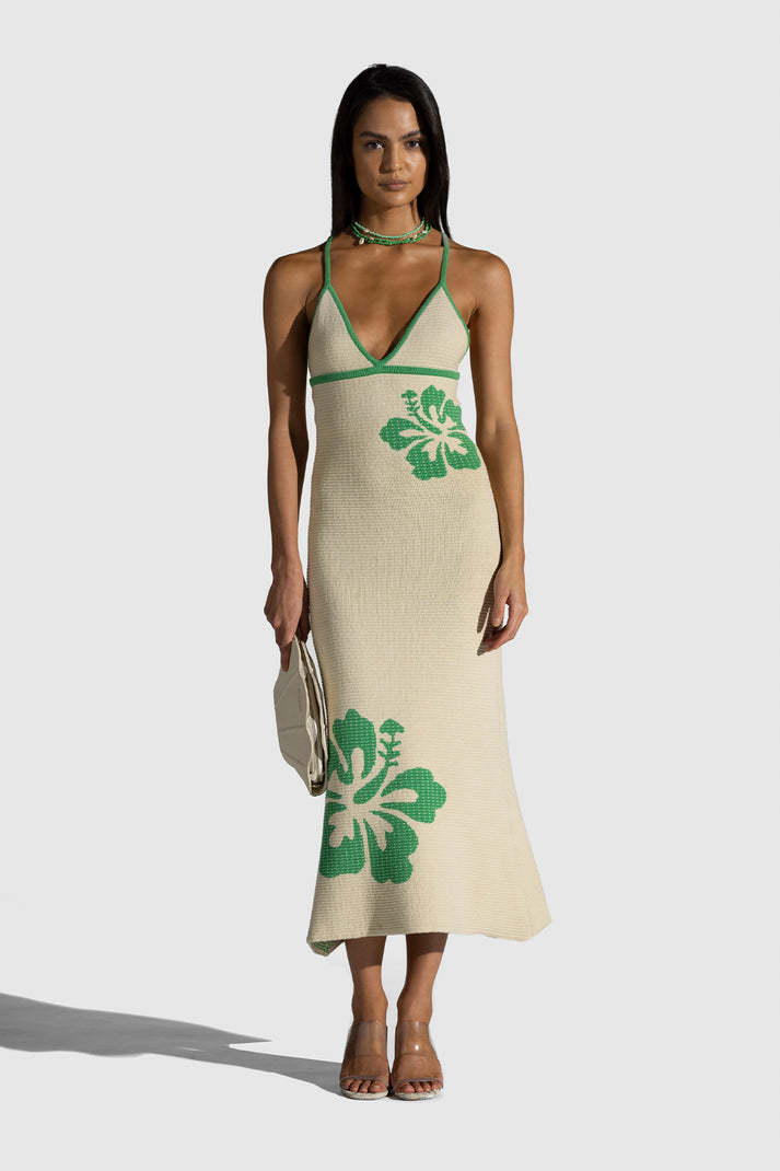 Robe sexy en maille à fines bretelles, dos nu et col en V