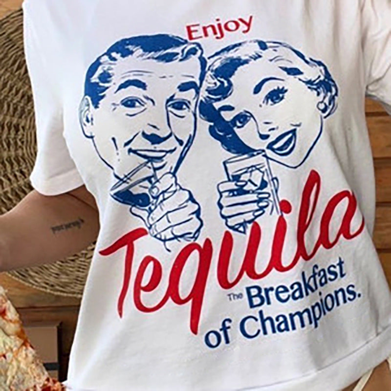 T-shirts Graphiques Rétro Tequila Femme Mignons Drôles Alcoo