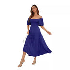Robe d'été à col carré et dos nu, manches bouffantes, pour femmes