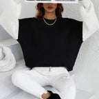 Pull à col rond à manches longues, rayé, ample et oversize pour femme