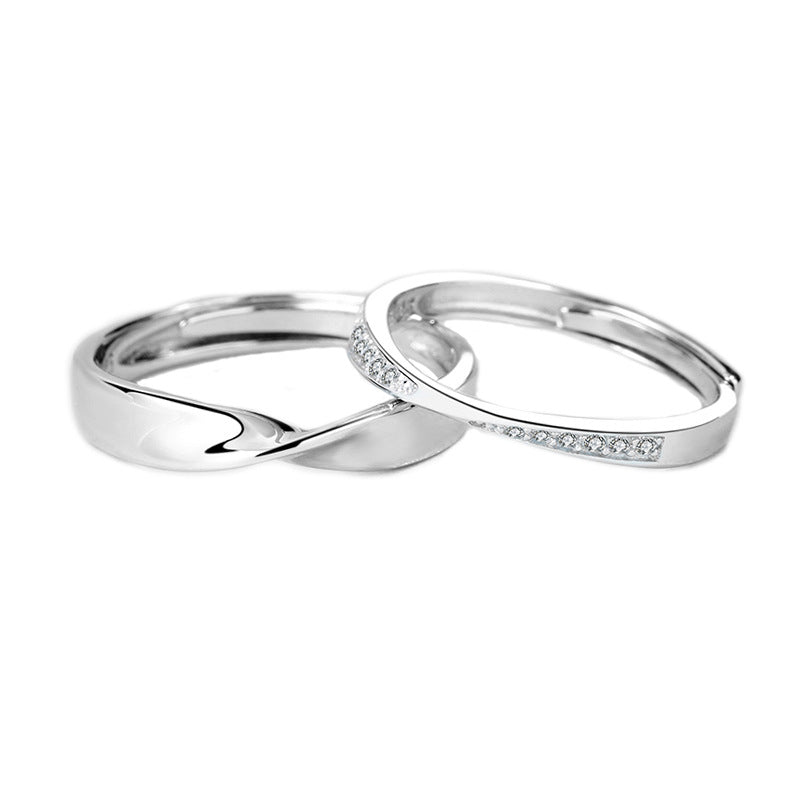 Bagues de couple en argent sterling S925 avec diamants pour hommes et femmes
