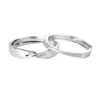 Bagues de couple en argent sterling S925 avec diamants pour hommes et femmes