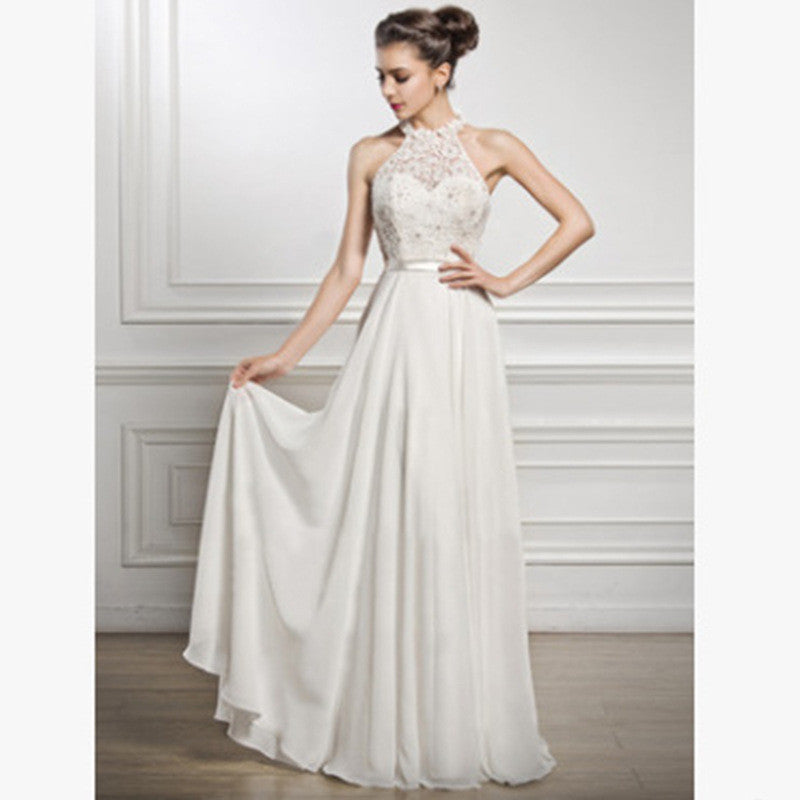 Robe de demoiselle d'honneur sans manches, coupe licou, élégante