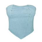Short Sassy Tube-top Denim Vest For Women To Wear Outside