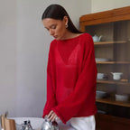 Pull creux fin à manches cloche pour femme
