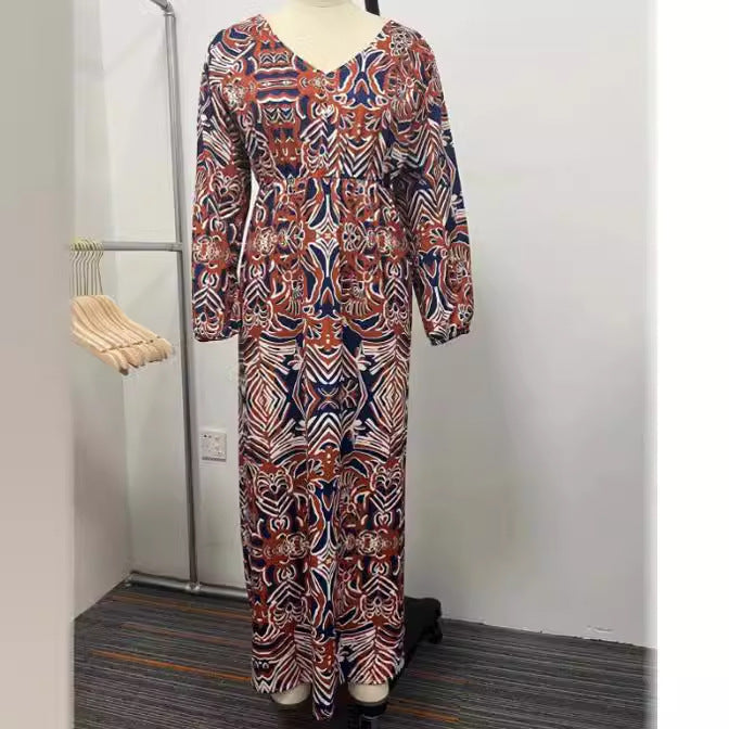 Robe longue amincissante imprimée
