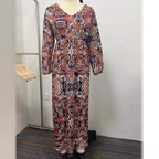 Robe longue amincissante imprimée