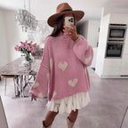Pull en maille lâche color-block pour femme
