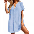 Robe de plage décontractée à col en V pour femmes