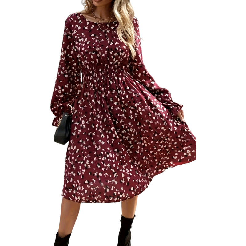 Robe longue imprimée à manches longues pour femmes