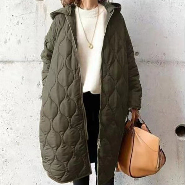 Manteau à capuche en coton à losanges, nouveau, pour femme, collection automne et hiver