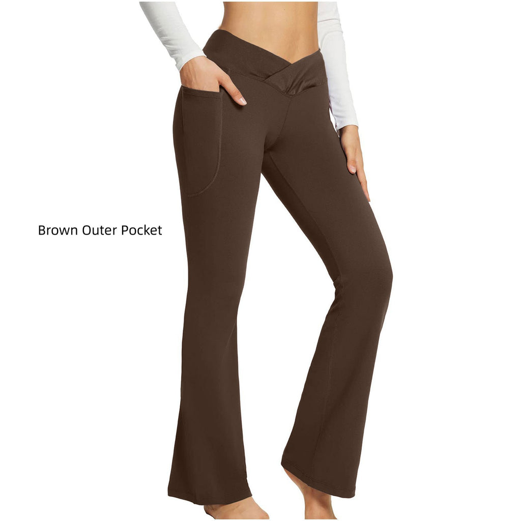 Pantalon de yoga à jambes larges, taille haute et coupe ajustée pour femme