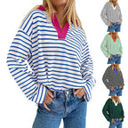 Sweat-shirt décontracté à manches longues avec broderie assortie à l'encolure