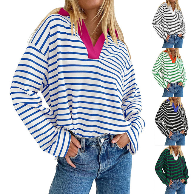 Sweat-shirt décontracté à manches longues avec broderie assortie à l'encolure Hover Image