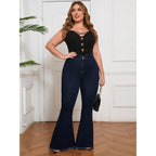 Jeans évasé taille haute grande taille femme à coupe ajustée Sret