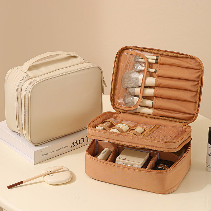 Trousse de maquillage portable en tissu Oxford avec séparateurs