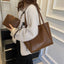 Sacs fourre-tout décontractés de grande capacité pour femmes, sac à bandoulière de shopping de couleur unie avec portefeuille, sac à main pour dames