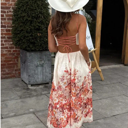 Robe caraco imprimée ajourée pour femme Main Image