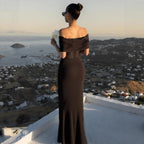 Robe de soirée plissée sans manches pour femme