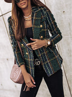 Veste imprimée à col blazer, à manches longues et à double boutonnage