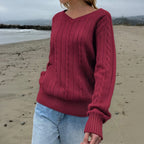 Pull basique en laine unie pour femme