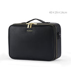 Trousse de Toilette en Cuir Grande Capacité Portable Trousse de Maquillage pour Maquilleur