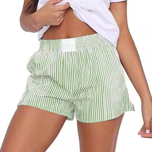 Short en vrac confortable rayé avec poches pour femmes