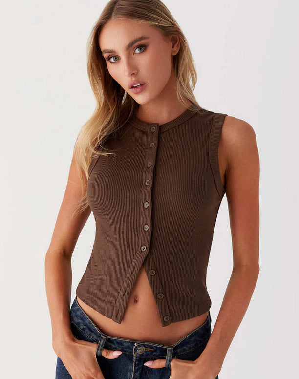 Gilet sans manches coupe ajustée pour femme