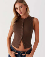 Gilet sans manches coupe ajustée pour femme