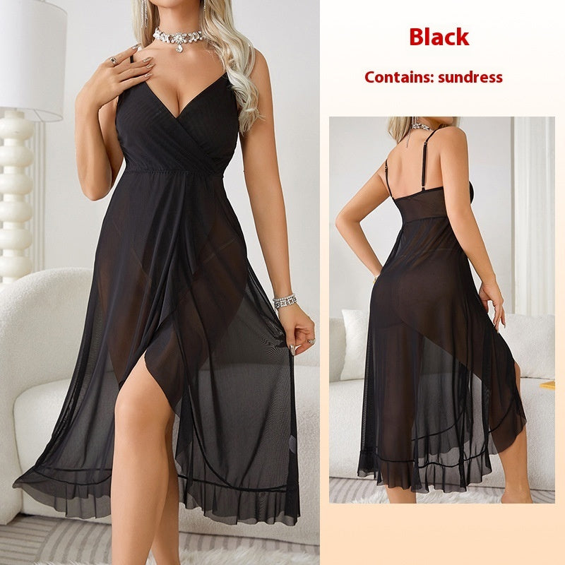 Robe sexy sans manches à col en V et dos nu