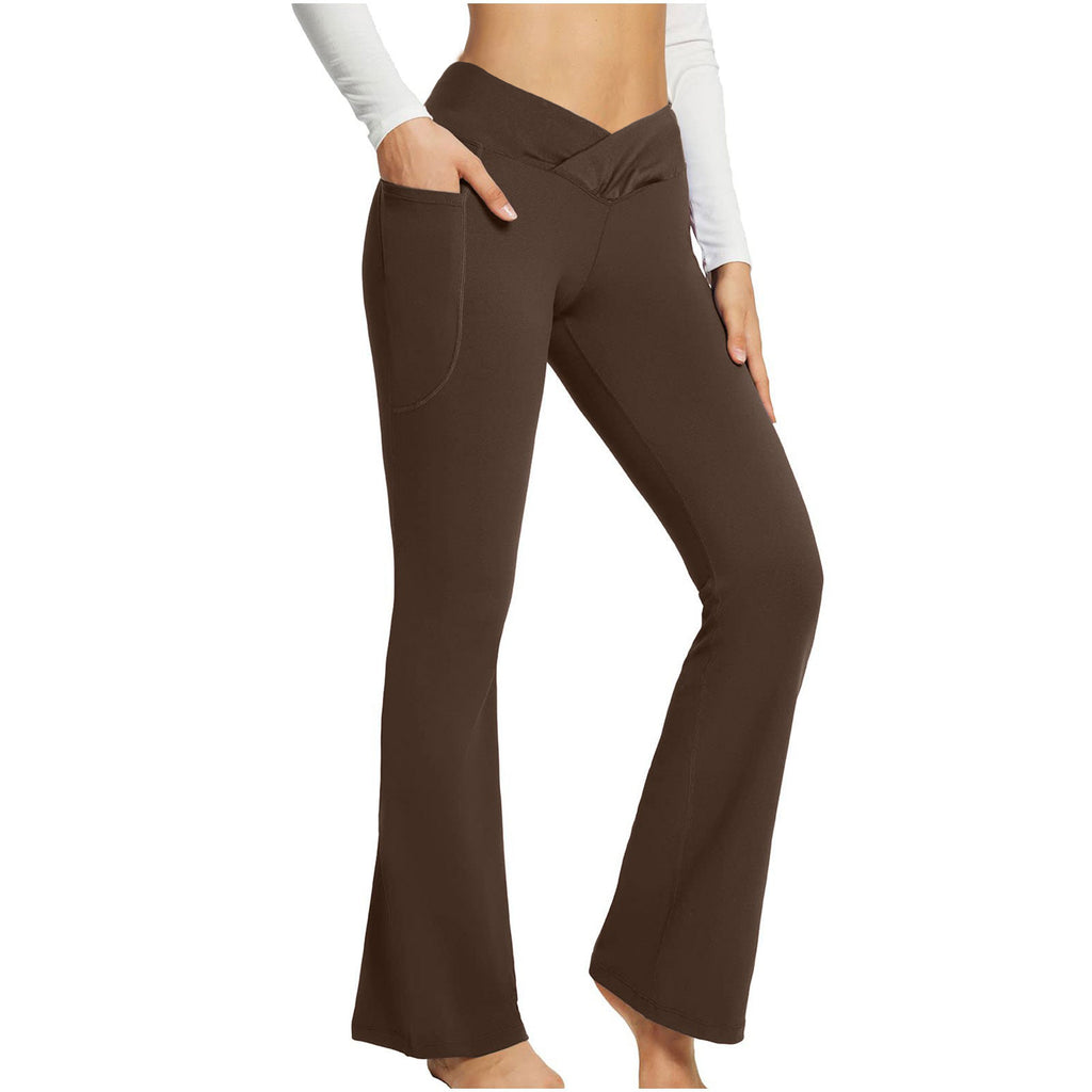 Pantalon de yoga à jambes larges, taille haute et coupe ajustée pour femme