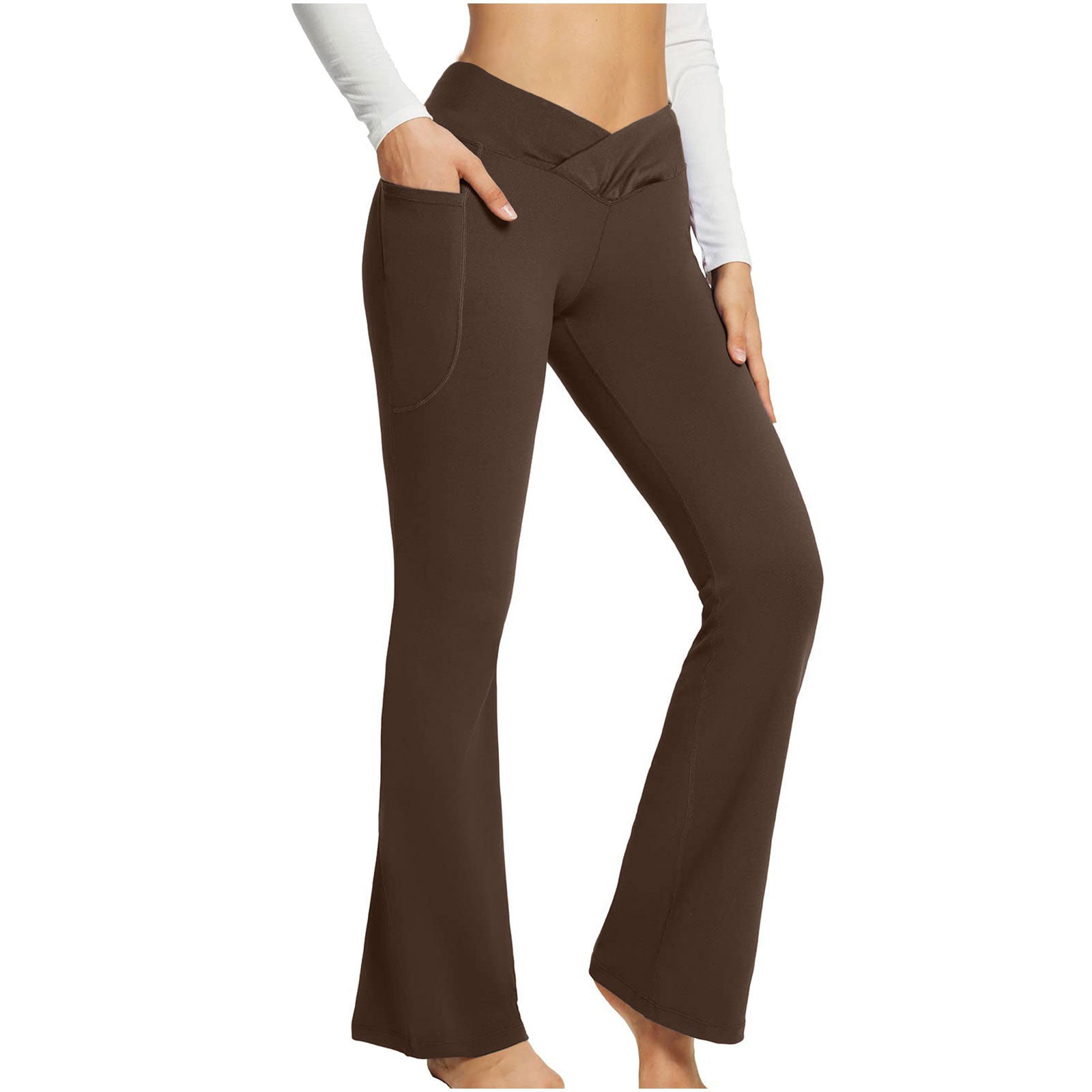 Pantalon de yoga à jambes larges, taille haute et coupe ajustée pour femme