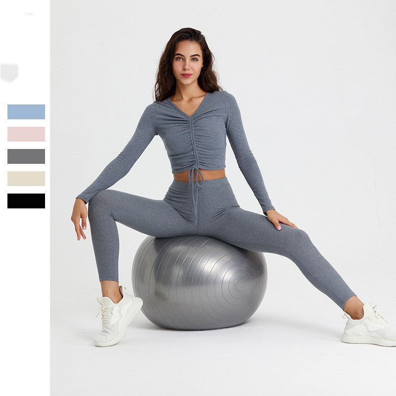 Ensemble de course et de fitness respirant et extensible à manches longues deux pièces