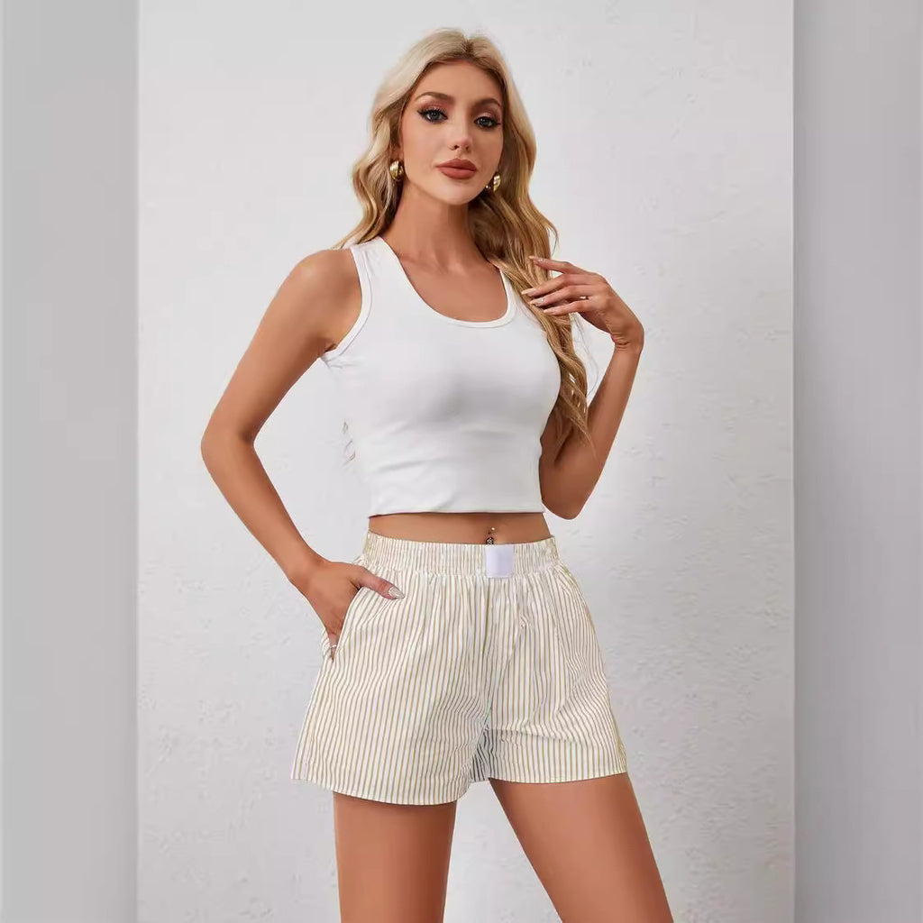 Shorts rayés décontractés individuels de mode pour femmes