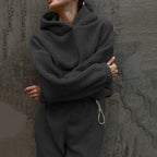 Ensemble deux pièces en molleton polaire à col rond, pull à manches longues et pantalon de costume élégant